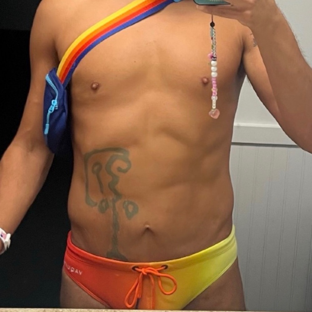Vaquita “Calypso Ombré” Orange/Yellow Swim Brief Brand New NWT S/Small